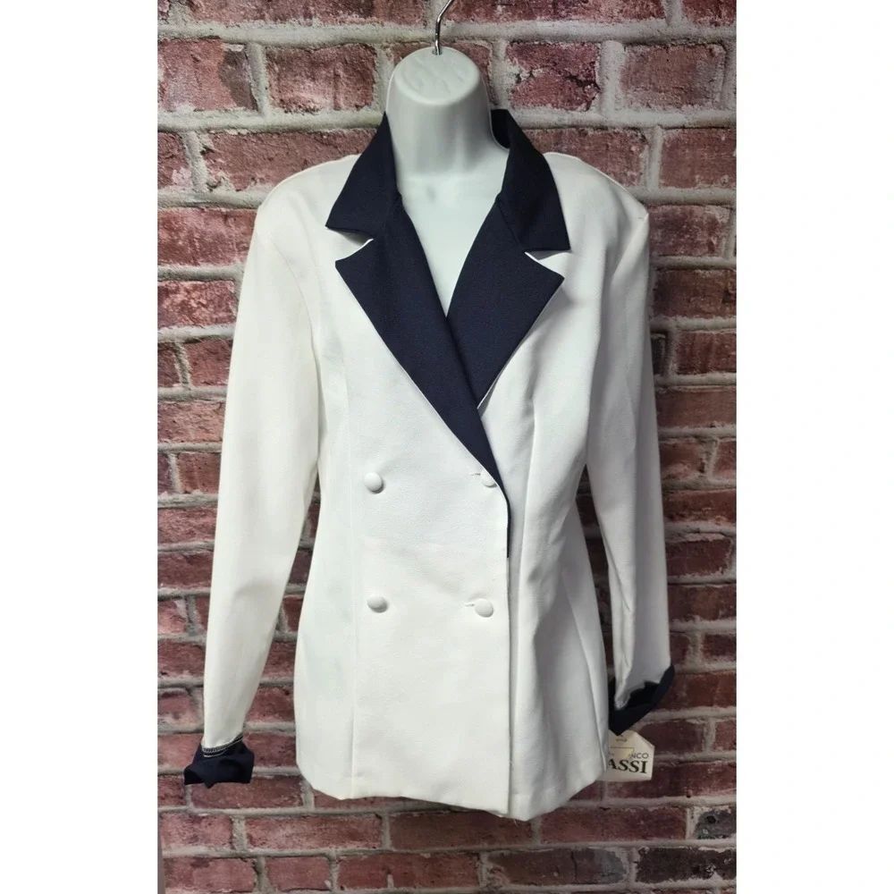Women's GIANFRANCO BASSI Vintage Contrast Collar Double Breasted Blazer 11/12